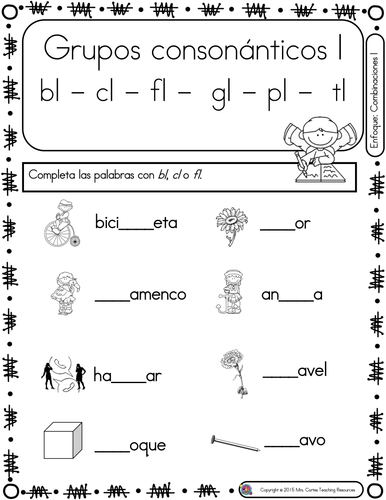 Spanish Phonics Book Set 18 Grupos Consonanticos Con L Teaching Resources