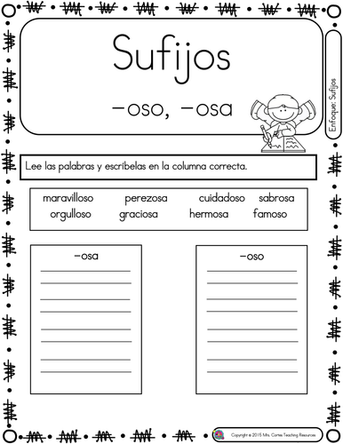 Spanish Phonics Book Set #25: Sufijos osa y oso