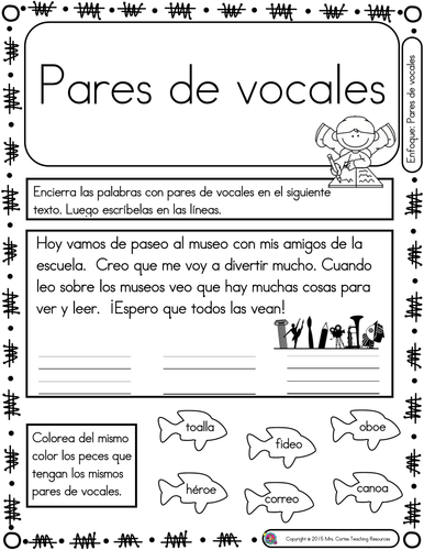 Spanish Phonics Book Set #26: Pares de vocales