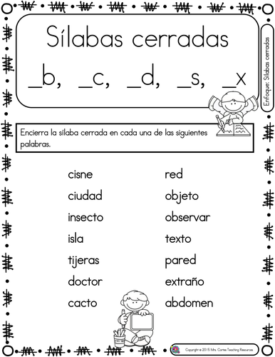 Spanish Phonics Book Set #27: Silabas cerradas