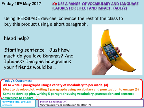 Writing to Persuade/Persuasive writing - Writing a speech