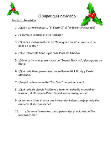 Cuestionarios en español (Spanish quizzes)