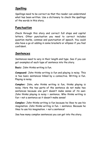 Support cards for editing writing.