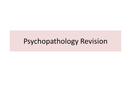 Paper 2 - Psychopathology - Match the disorder and definition to the sentence