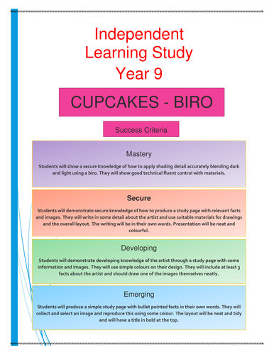 Cupcake drawing homework task