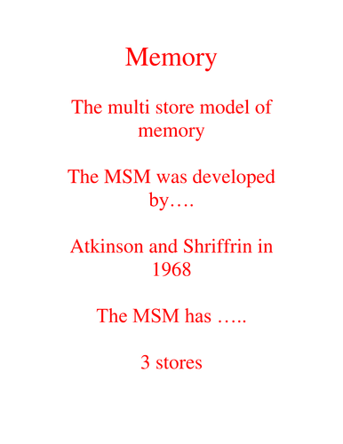 Paper 1 - Memory Models