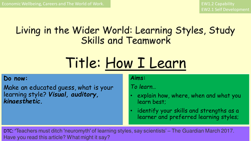 PPT Presentation - Living in the Wider World: How I Learn