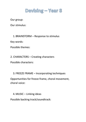 Year 8 Devising Log