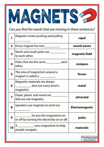 Magnets - Vocabulary Matching Activity