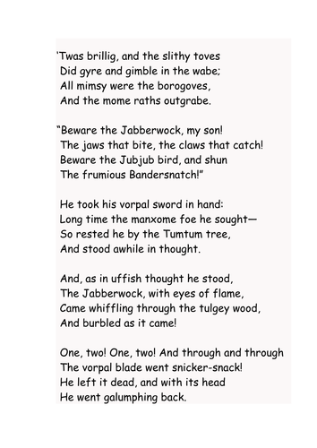 Analysing 'Jabberwocky' and nonsense language