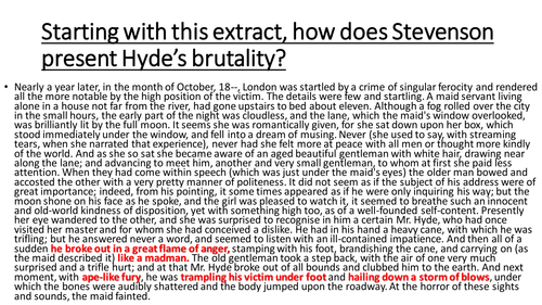Jekyll and Hyde new specification GCSE exam revision - linking to context and the play as a whole