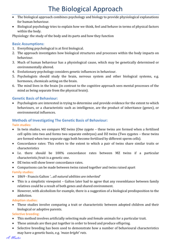 Biological Approach Summary