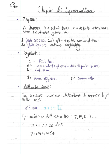 A Level Maths: C2 Revision Notes - Sequences and Series