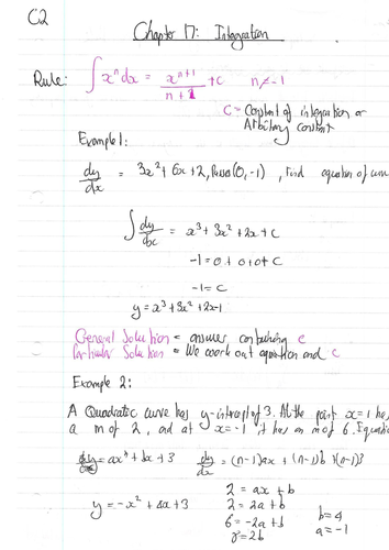 A Level Maths: C2 Revision Notes - Integration