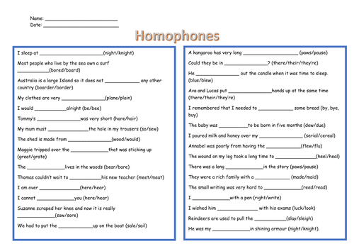 Homophones