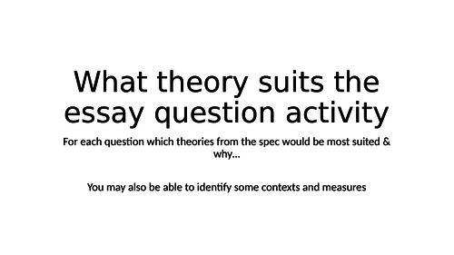 AQA A level Business: Match the theory to the essay - mix and match activity