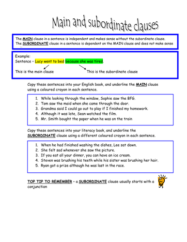 main-and-subordinate-clauses-worksheet-teaching-resources