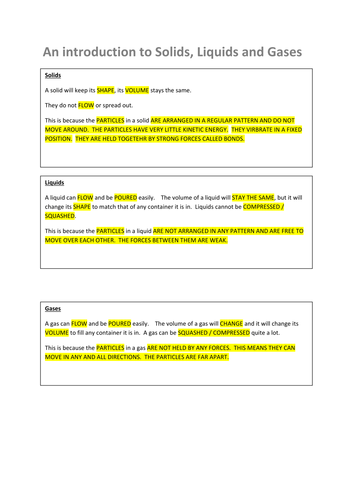 solid, liquid and gas lesson KS3