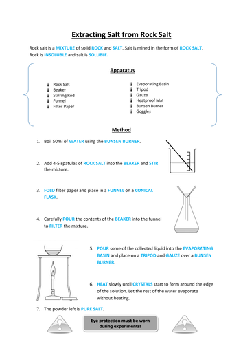 Salt extraction practical activity