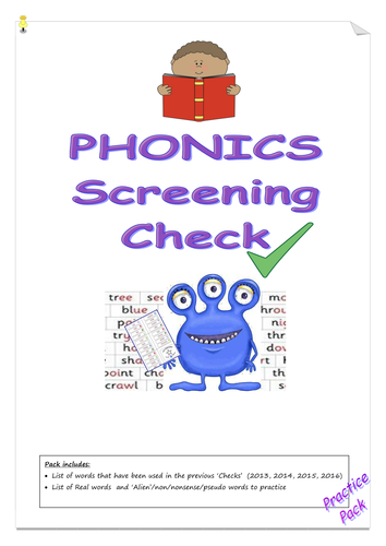 phonics screening check -  practice pack