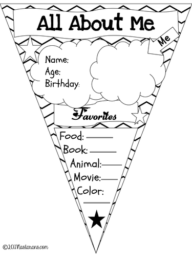 All About Me Pennant Free Printable Printable Templates