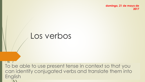 Conjugating verbs in the present tense - Spanish