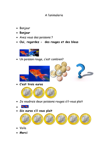 At the Pet shop - simple role play - can be the adapted and extended