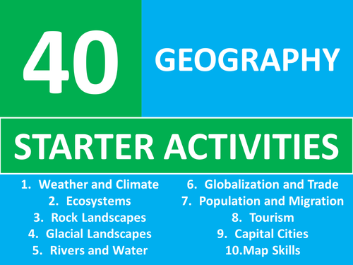40 Geography Starter Activities GCSE KS3 Wordsearch Crossword Anagrams etc Cover Plenary Lesson