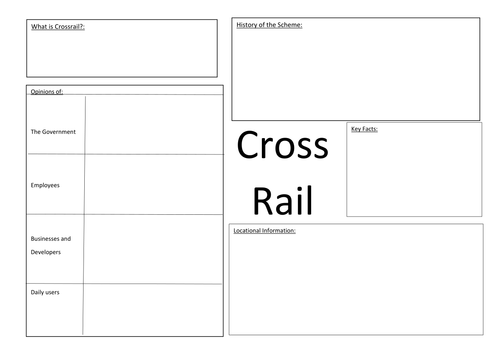 Research worksheet on Cross Rail development London