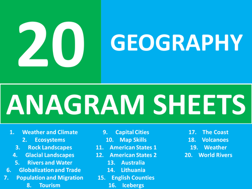 20 Geography Anagram Sheets Starter Activities GCSE KS3 Anagram etc ...