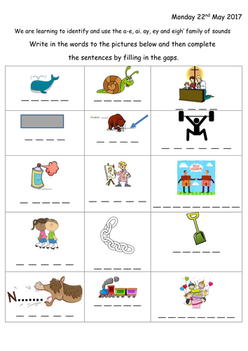 The ai, ay, eigh, a-e family of sounds | Teaching Resources