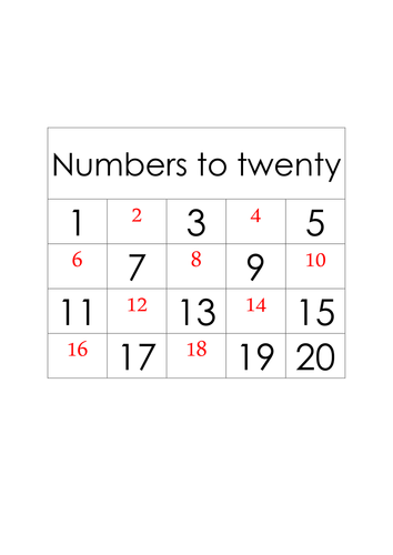 Numbers to twenty