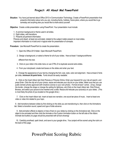 PowerPoint 2013 Assessment Rubric