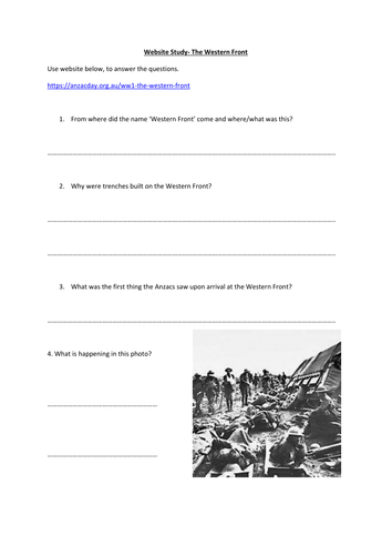Western Front World War One Webquest
