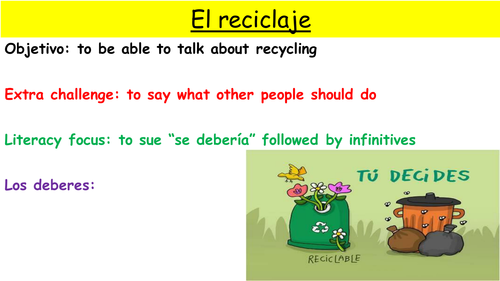 Y9 SPANISH VIVA MODULE 4: RECICLAMOS