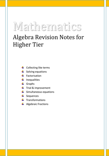 GCSE Algebra revision guide