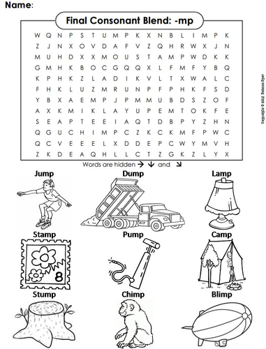 Final Consonant Blends - mp Word Search