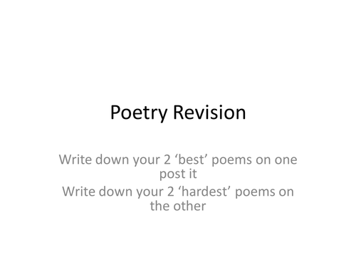 GCSE English Literature - P&C Poetry Revision