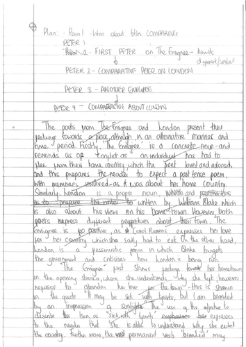 Power and Conflict place essay grade 6 - marked pupil work