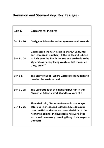 Religion and Science Unit of Work