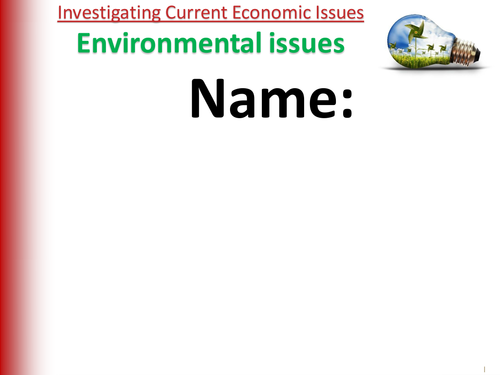 REVISION GUIDE  - AQA GCSE Economics - Unit 12 - Environmental Issues