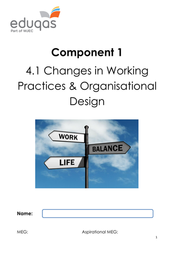 Changes in Working Practices and Organisational Design Work Book