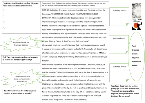 AQA Paper 1 Reading Section Learning Mat