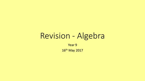 Revision Lesson and Activities - Algebra