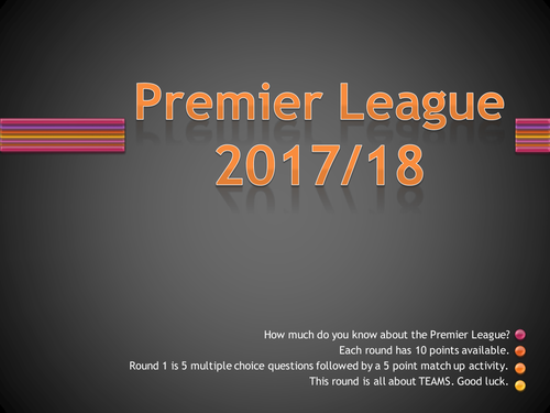 Get ready for 2017/18 with Premier League Quiz of season 2016/17. Just for fun and ready for use.