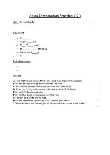 KS3 Science Acids Intro practical (Differentiated)
