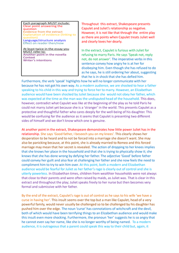 AQA Romeo and Juliet Model Answer | Teaching Resources