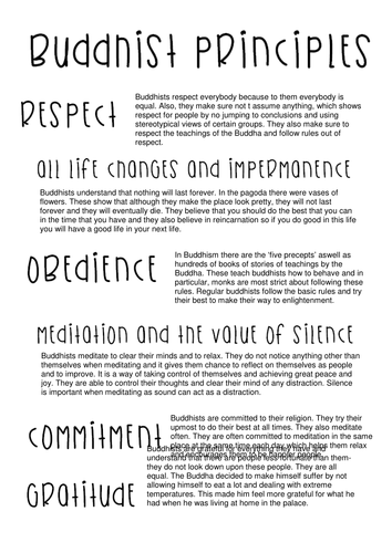 Buddhist Principles Info Sheet