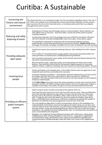 Curitiba Information Sheet