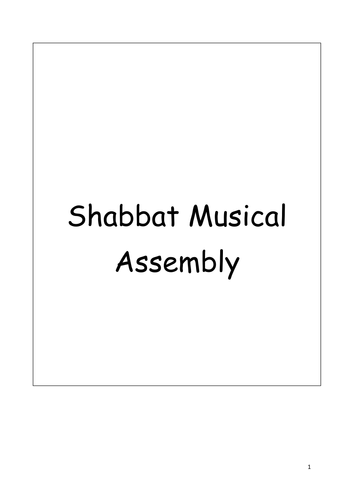 Judaism and Shabbat Class Assembly